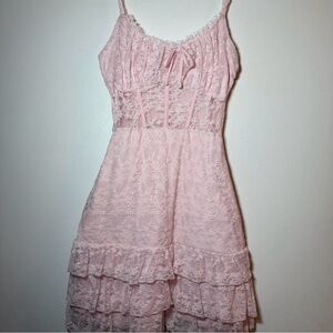 Source Unknown Pink Lace Mini Dress